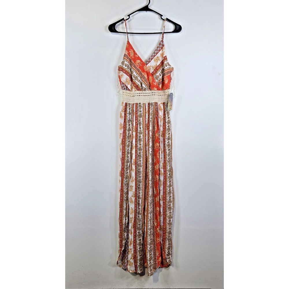 Justify Womens Medium Orange Romper One Piece NWT